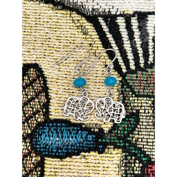 925 Silver Hook Elephant Dangle Charm - Picture 2 of 5